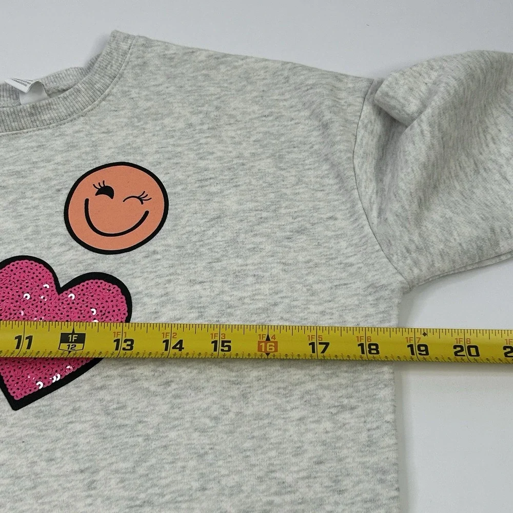 The Children's Place Sweatshirt Girls L 10/12 Gray + Multicolored Graphic Sequin